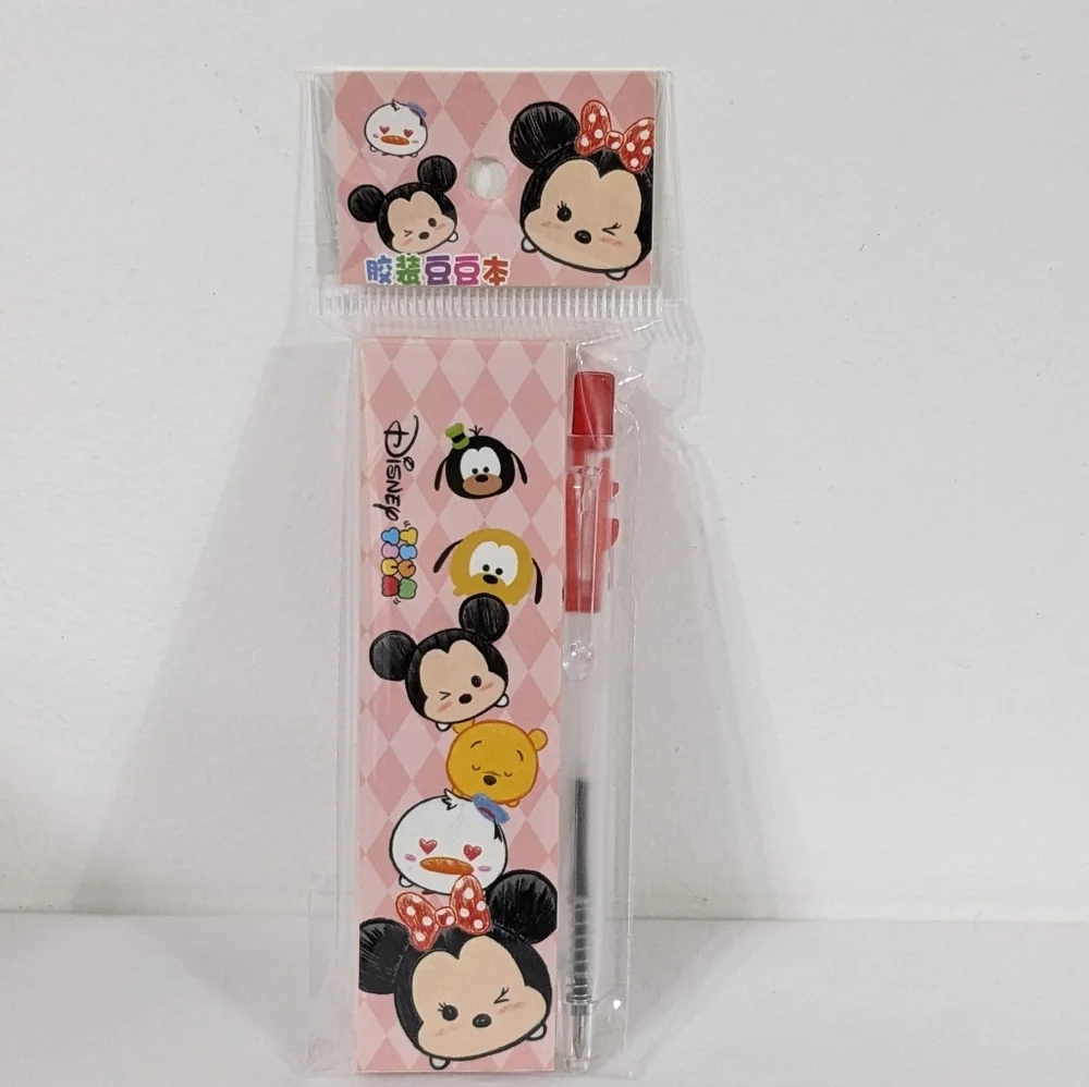 Disney Tsum Tsum Mini Pink Memo Pad With Mini Pen , NEW